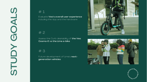 Slide: the three study goals, with field footage from the sessions