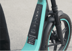Evidence photo: the instruction sticker on the Cosmo-E's stem