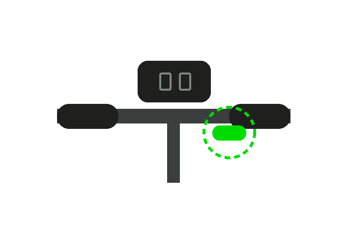 Illustration: handlebar with the throttle paddle highlighted