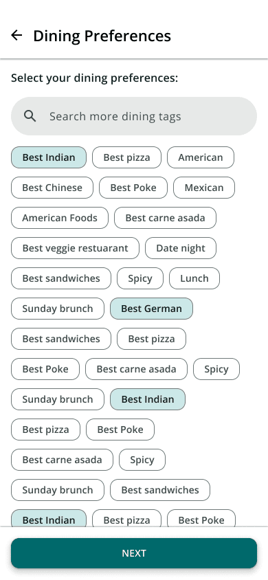 After: collapsible categories with pinned selections