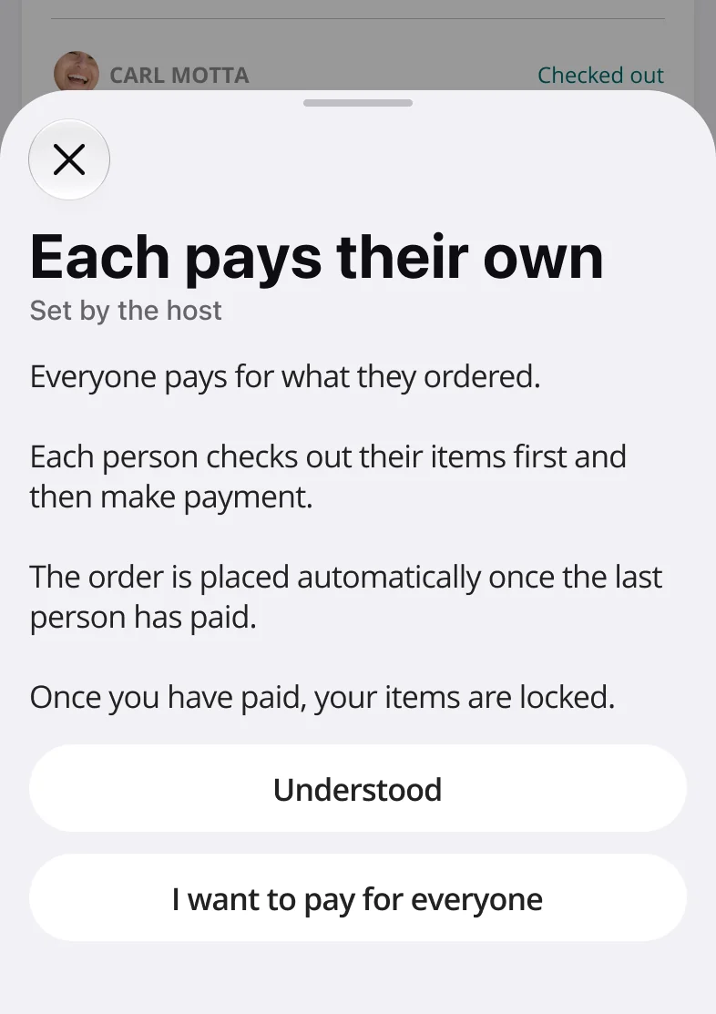 The same mode sheet as a guest sees it, without the switch link.